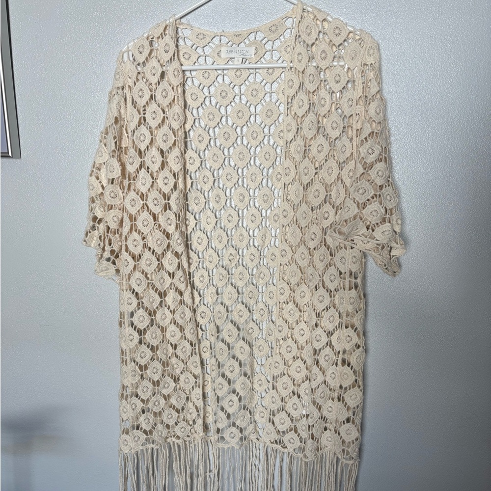 Rebellion Beige Crochet Cardigan